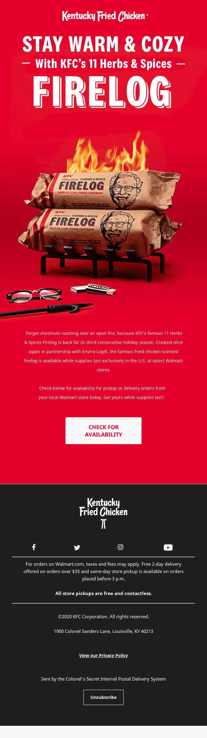 KFC 11 Herbs & Spices Firelogs are the Ultimate Holiday Gift โ Get yours while supplies last!