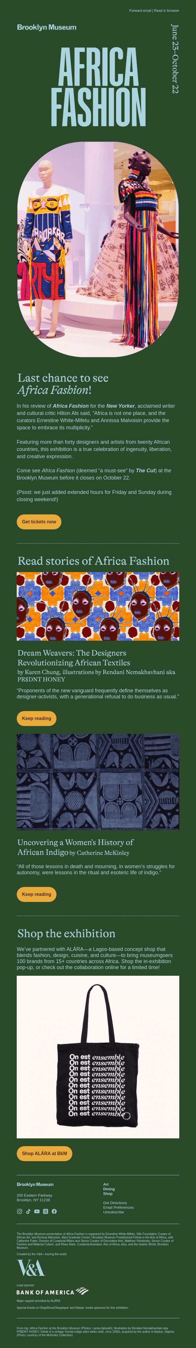LAST CALL for “Africa Fashion” at the Brooklyn Museum!