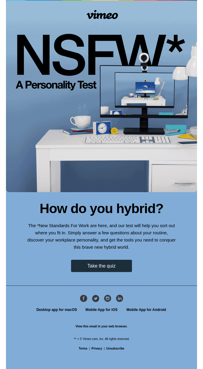 Last chance to take the *New Standards For Work personality test