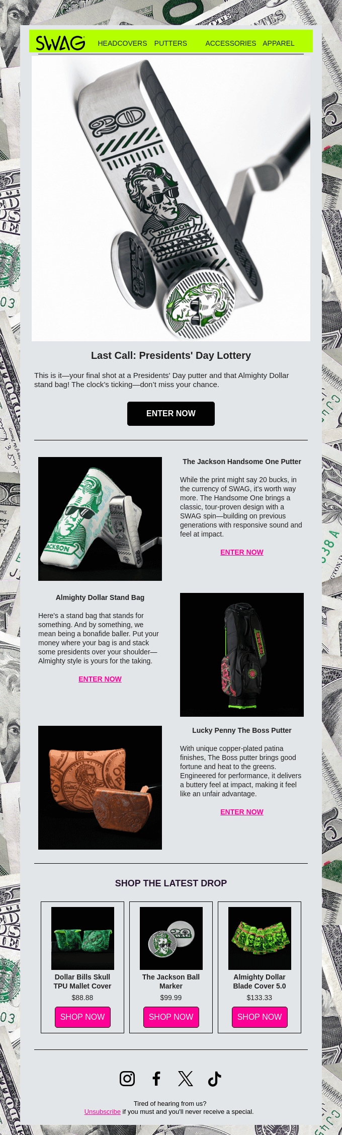 Last Shot: Presidents' Day Putters & Almighty Dollar Bag 💀