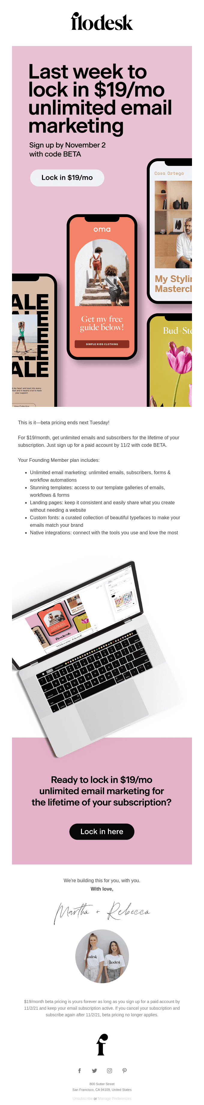 Last week to lock in $19/mo unlimited email marketing