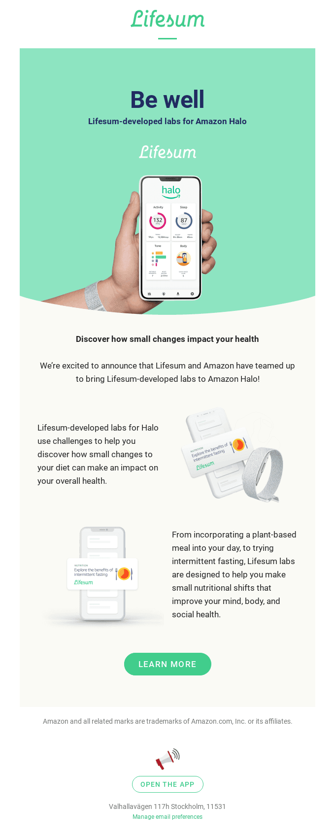 Lifesum-developed labs for Amazon Halo