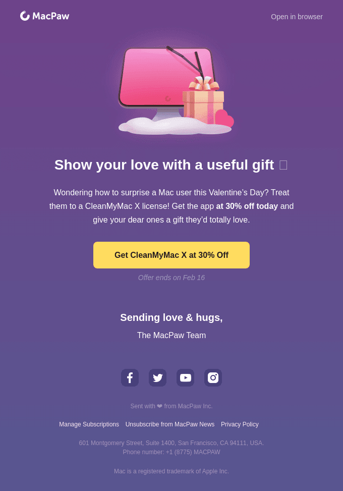 Love is... Treating someone dear to CleanMyMac X 💕