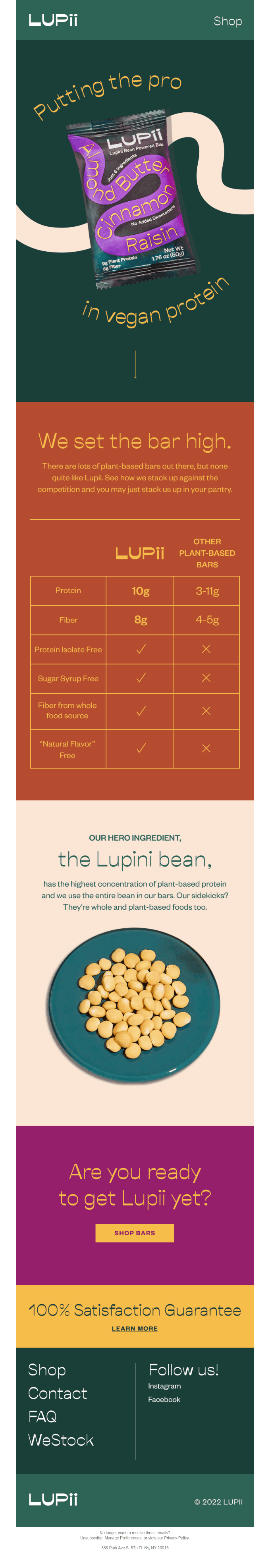Lupii vs. other plant-based bars