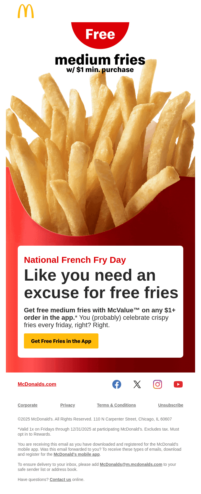 “make free fries friday a holiday”