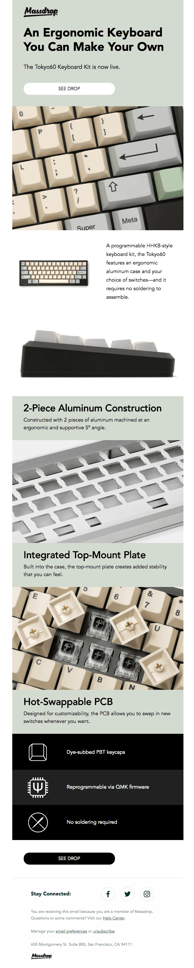 Massdrop x Tokyo Keyboard Tokyo60 Keyboard Kit: Available Now