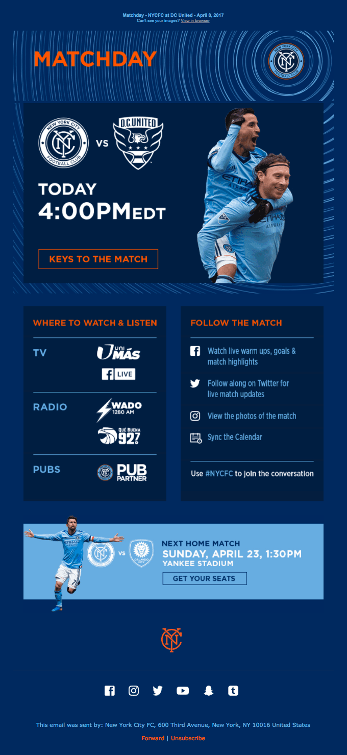 Matchday – NYCFC at DC United – April 8, 2017
