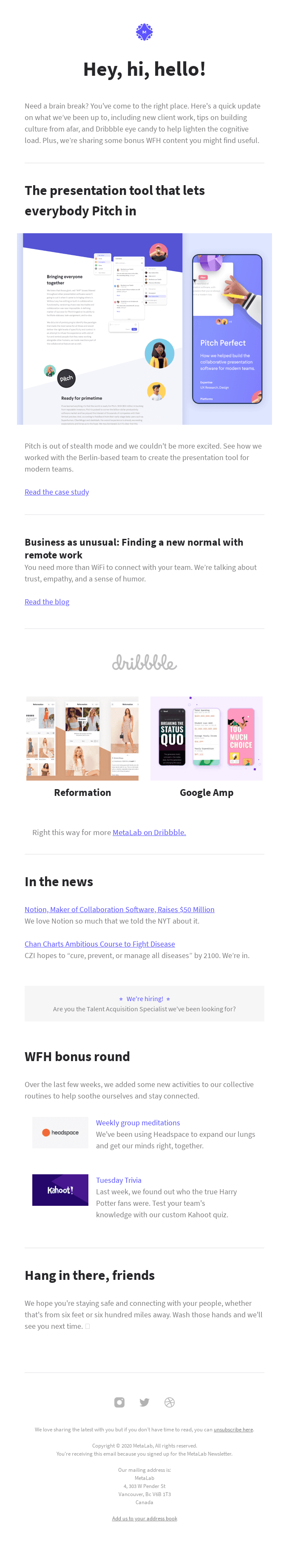MetaLab Quarterly: Pitch, Reformation, and...trivia!
