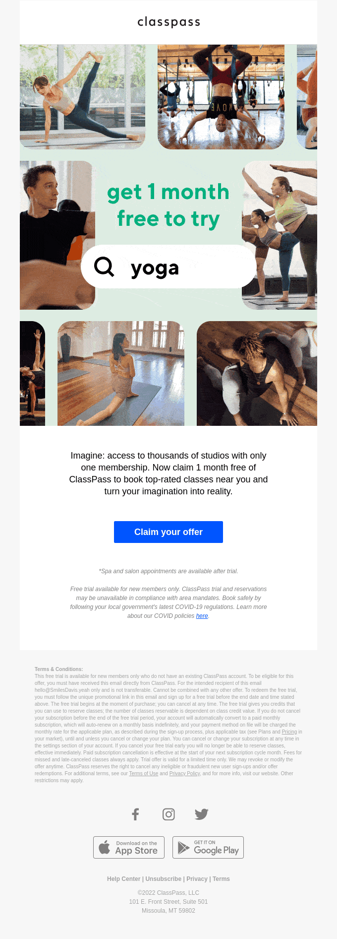 Mindbody gifted you 1 month free!