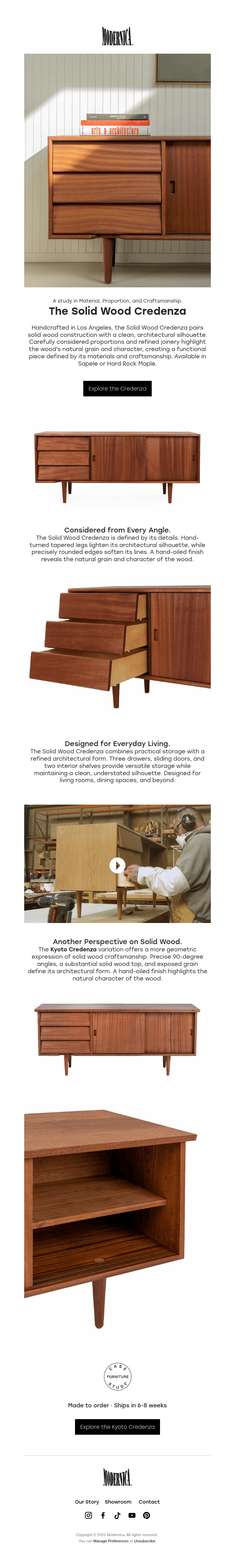 The Solid Wood Credenza, in detail.