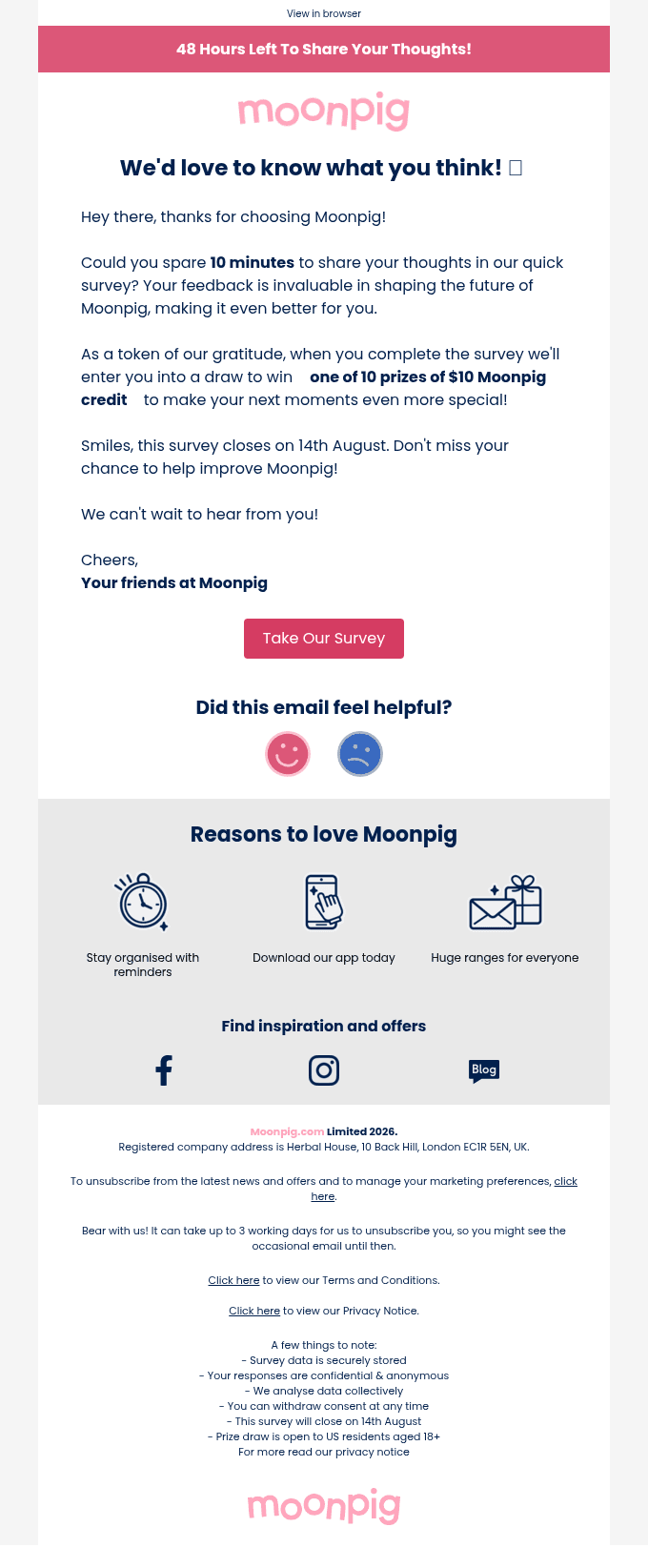 Hi there, share your thoughts on Moonpig, win $10 Moonpig credit!