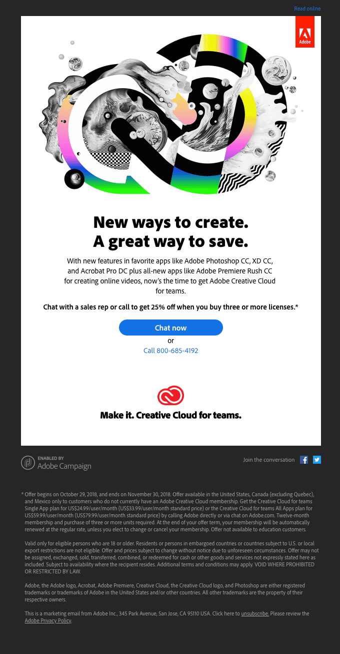 New apps. New features. Save big on Creative Cloud for teams.