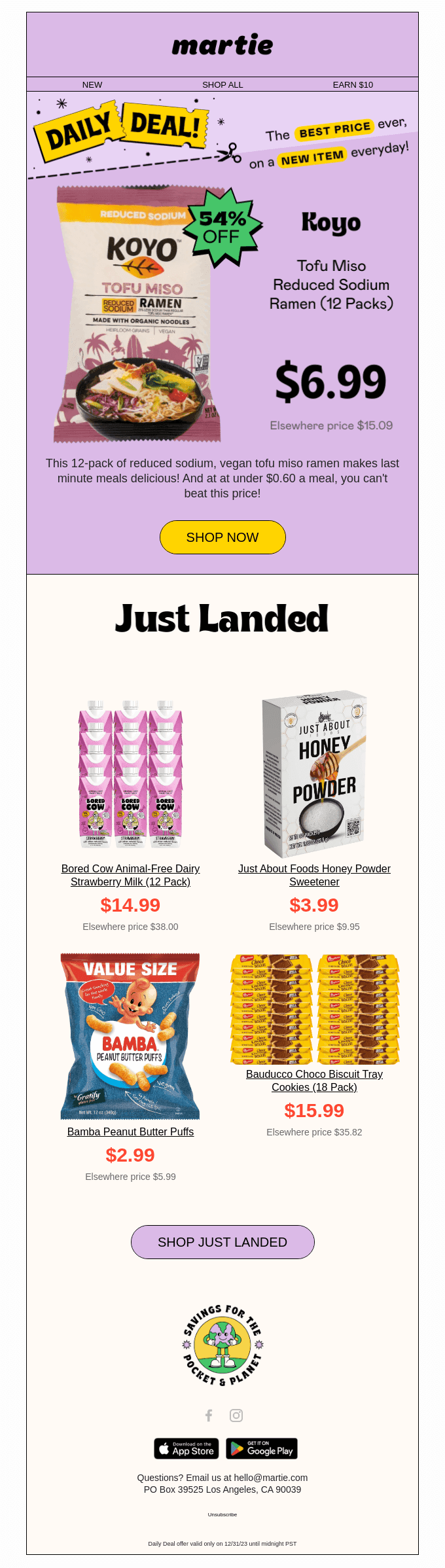 🌟 New arrivals! Plus, less than $0.60 a meal for Koyo Ramen, today only!