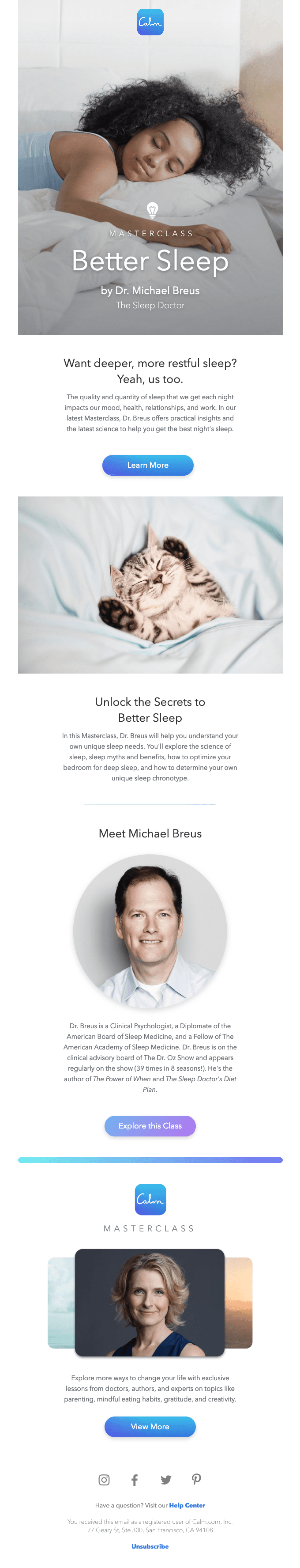 NEW Calm Masterclass - Better Sleep with Dr. Breus.