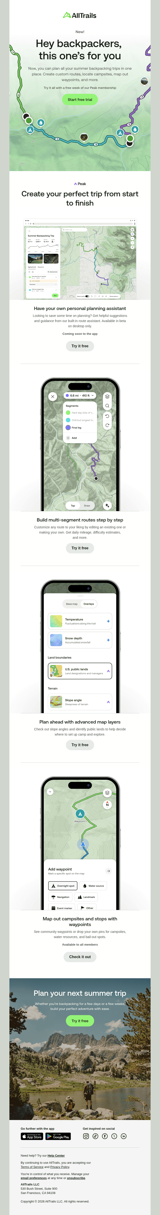 New! Create your dream backpacking trip