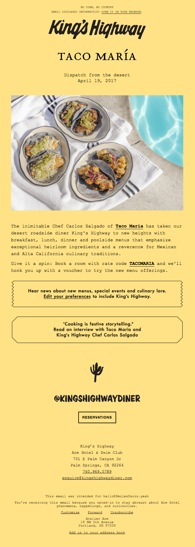 New Culinary Partnership with Chef Carlos Salgado at Ace Hotel Palm Springs