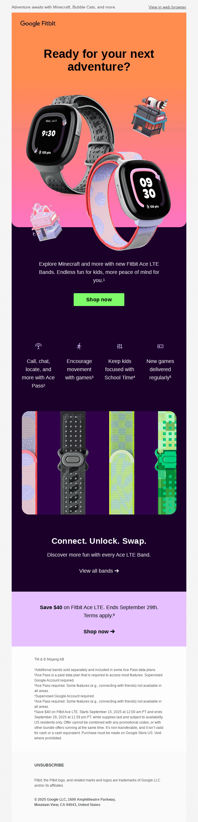 New Fitbit Ace LTE Bands are here