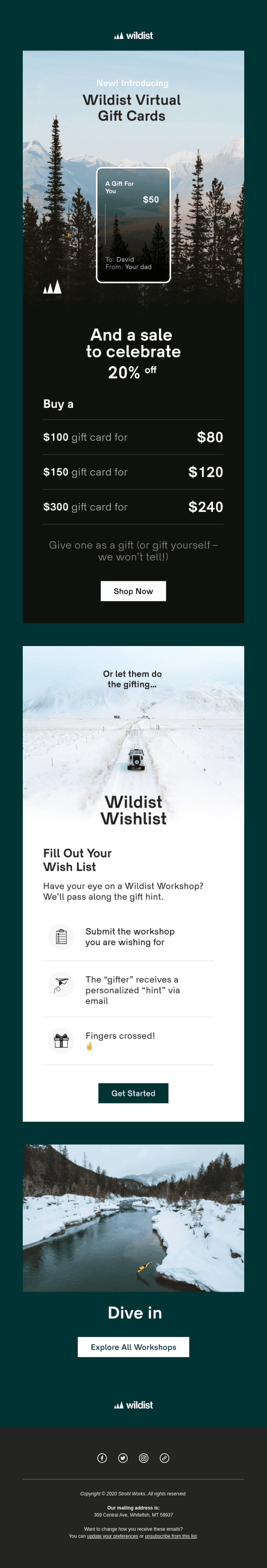 New! Gift Cards, Wishlists + A Sale
