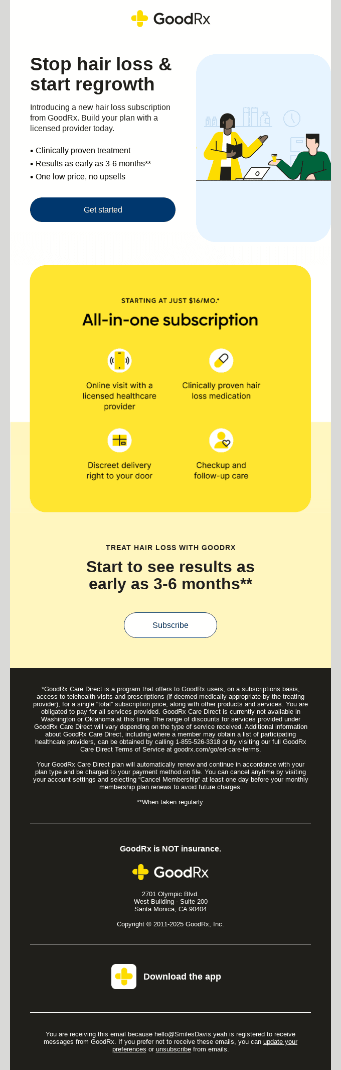 New! Hair loss subscription from GoodRx