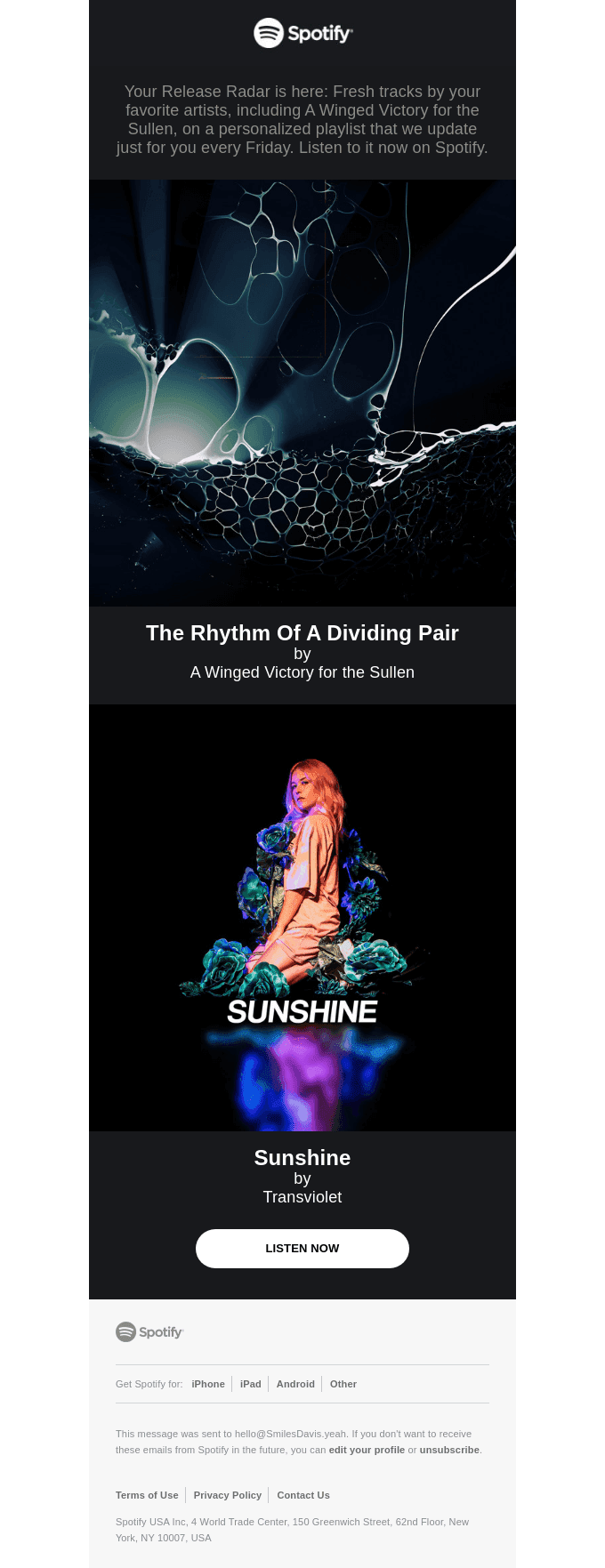 New music from artists you love, with A Winged Victory for the Sullen on your Release Radar now