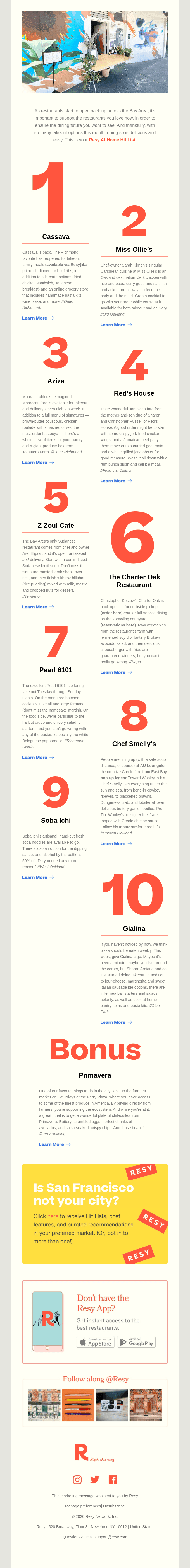 New on the Resy At Home Hit List: Cassava, Miss Ollie’s, Z Zoul, and More