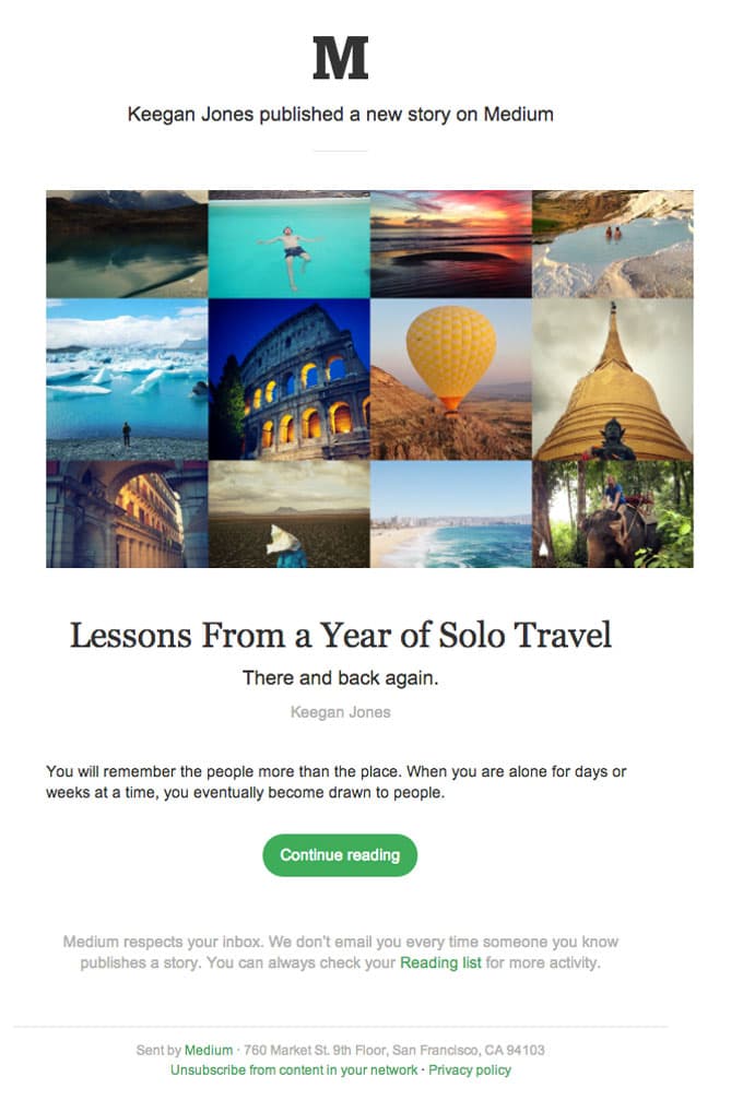 New Post Email Design from Medium