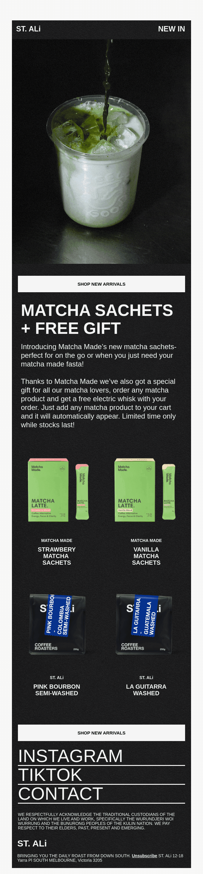 New Singles & Strawberry Matcha Sachets