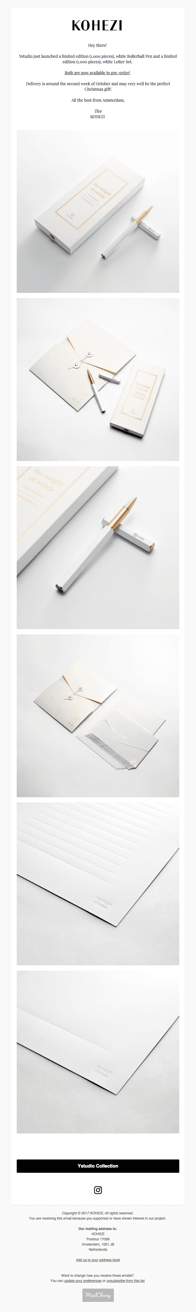 NEW The Limited Edition White Rollerball Pen by Ystudio