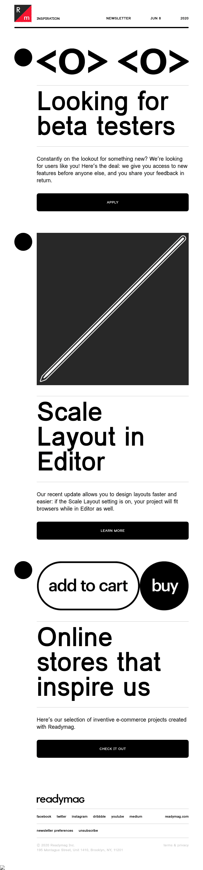 New things to try out: scale your layout, become a beta tester, create a store
