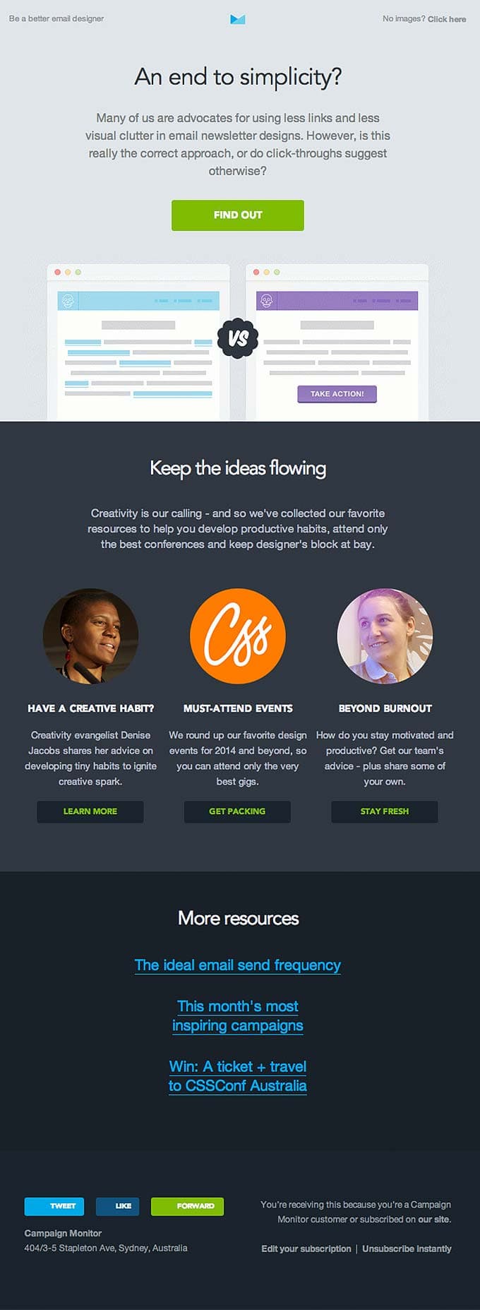 Newsletter Email Design from Campaign Monitor