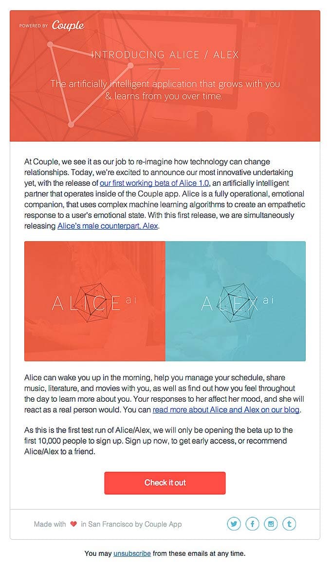 Newsletter Email Design from Couple