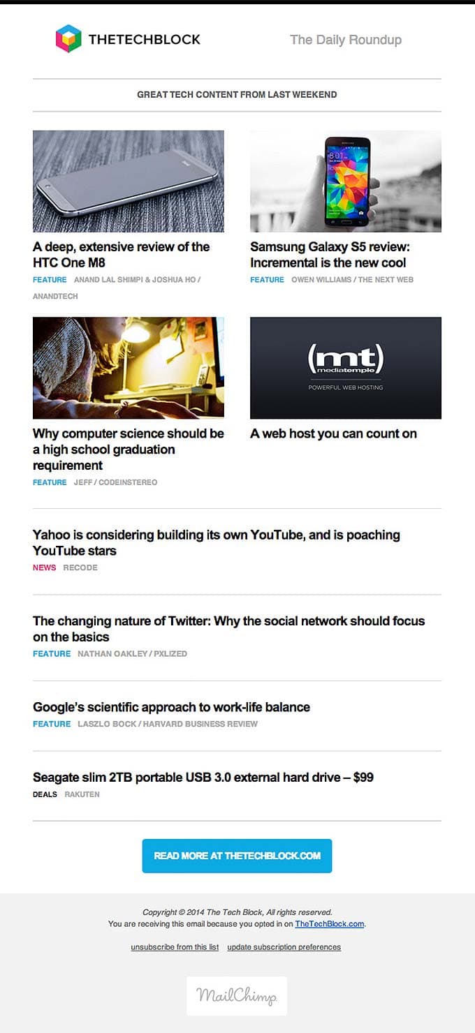 Newsletter Email Design from Tech Block Daily Roundup