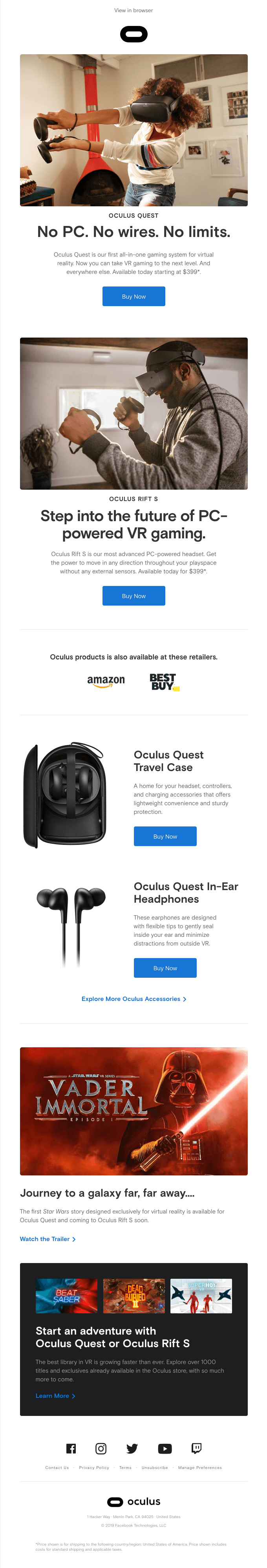 Oculus Quest and Oculus Rift S are shipping.
