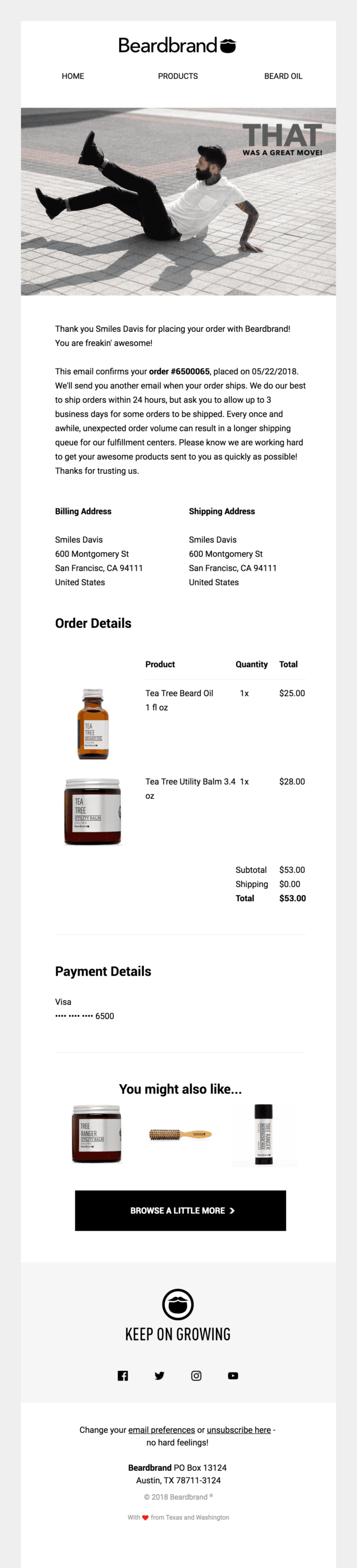 Oh Yeah! Your Beardbrand Order #6500065 is confirmed