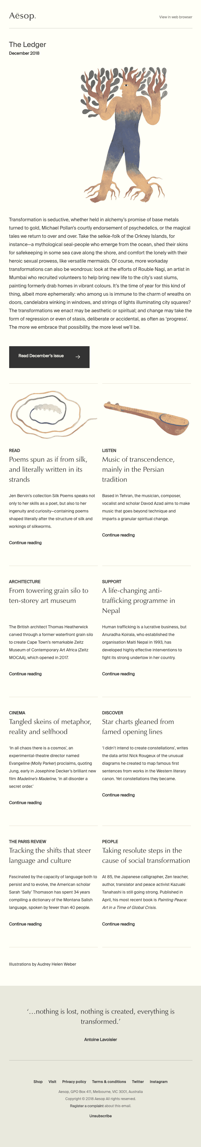 On transformation, from the workaday to the sublime: The Ledger