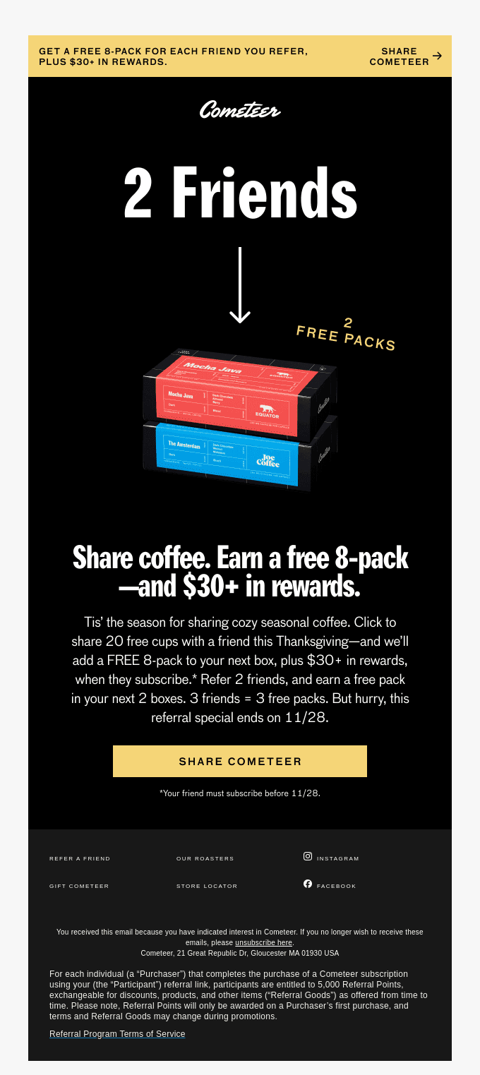 One week only: Share Cometeer, earn a free pack