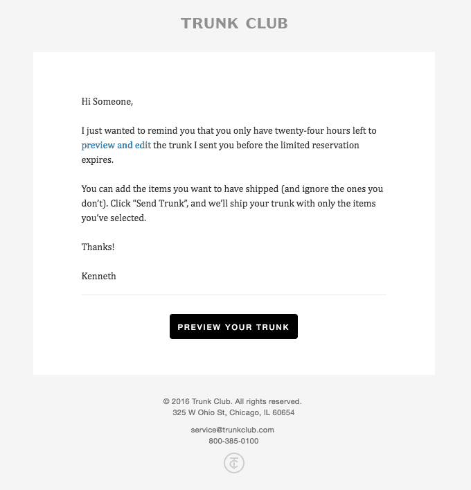 Only twenty-four hours left to preview your trunk from Kenneth!