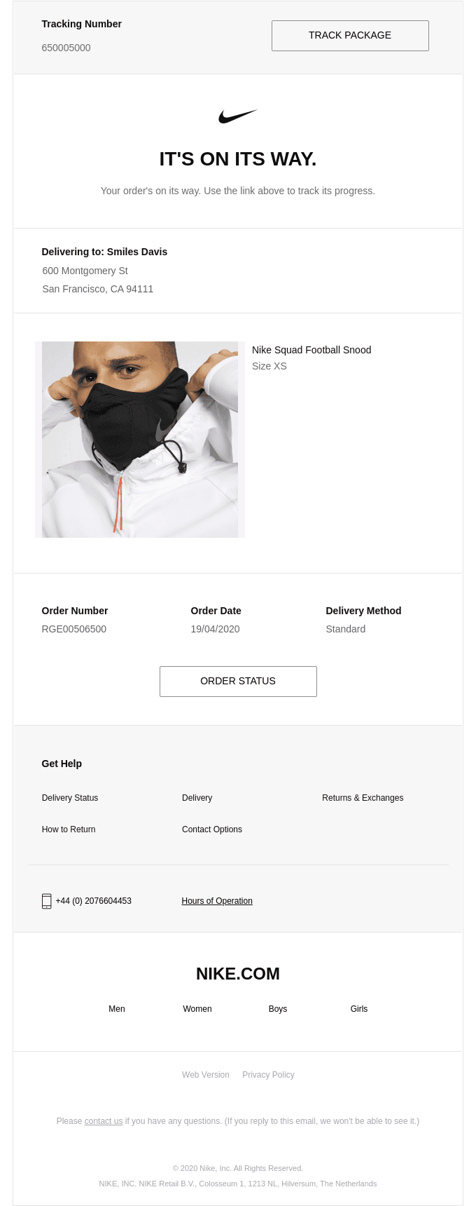 Order Dispatched (Nike.com #RGE00506500)