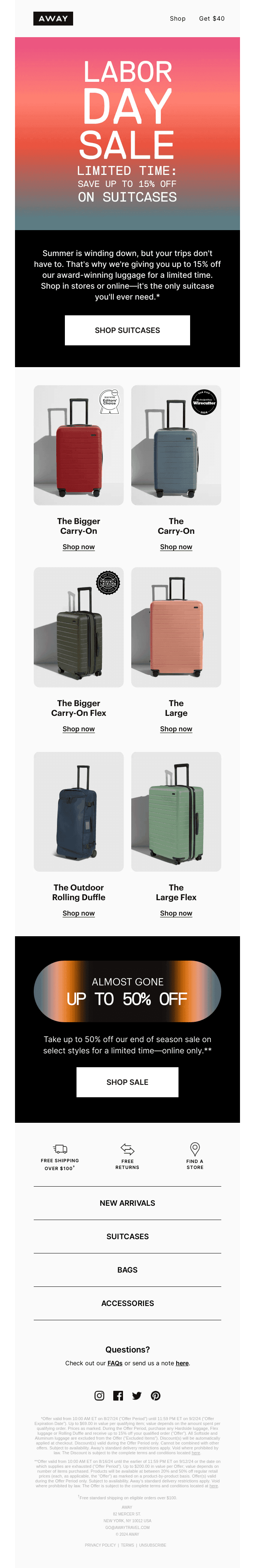 Our best-selling suitcases are on sale