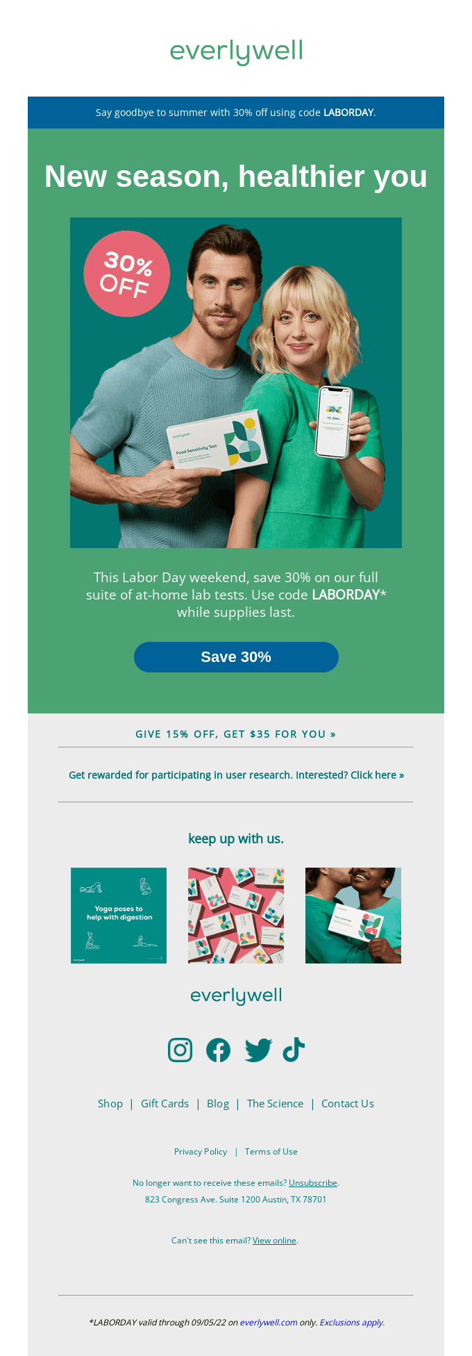 Our most popular tests, now 30% off