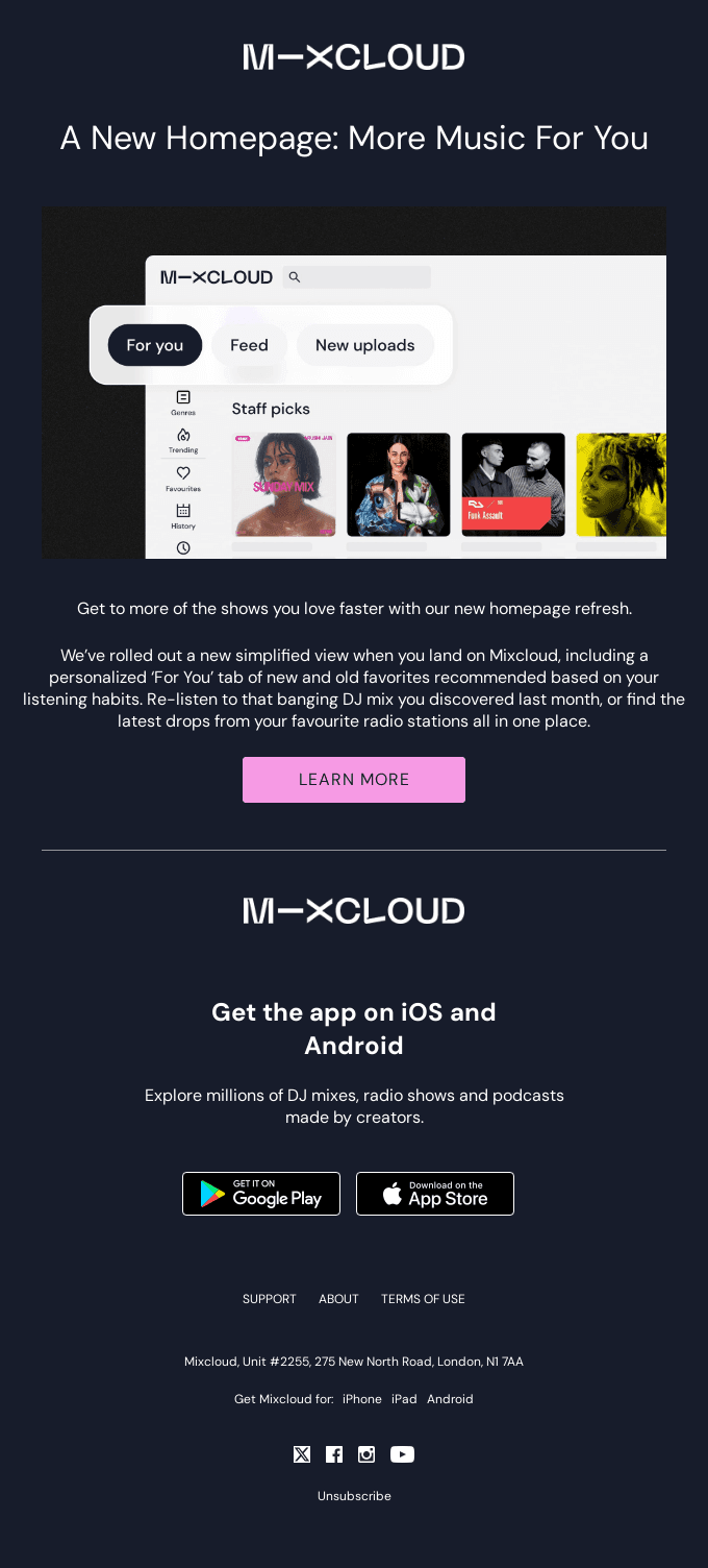 💌 Our new homepage gets you to music faster!