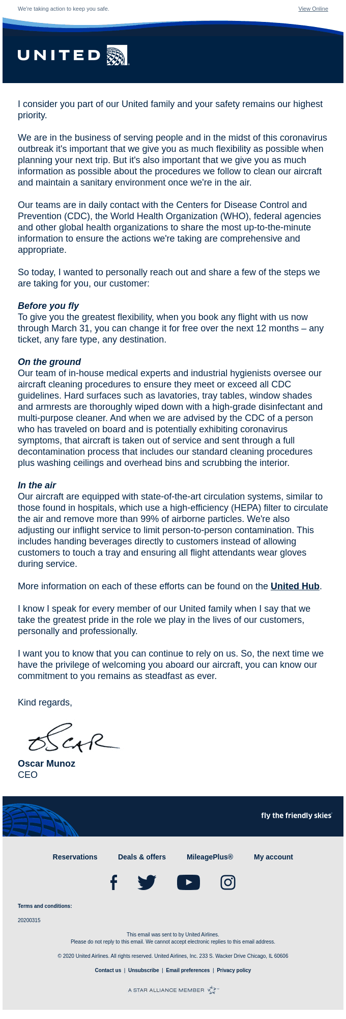 Our response to the coronavirus outbreak