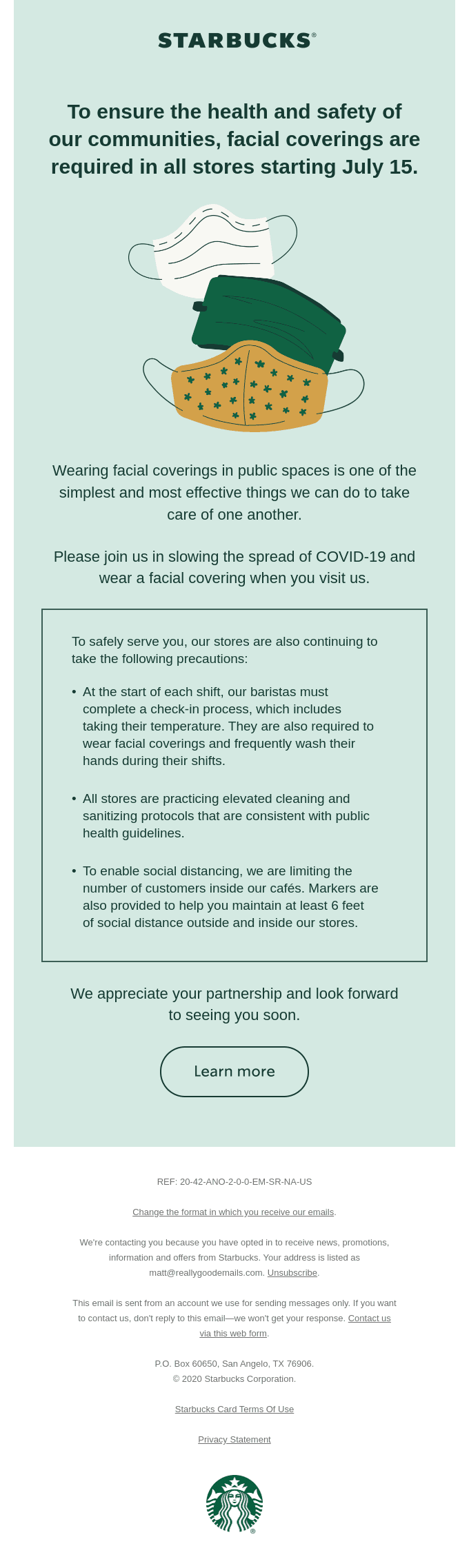 Our stores now require facial covering