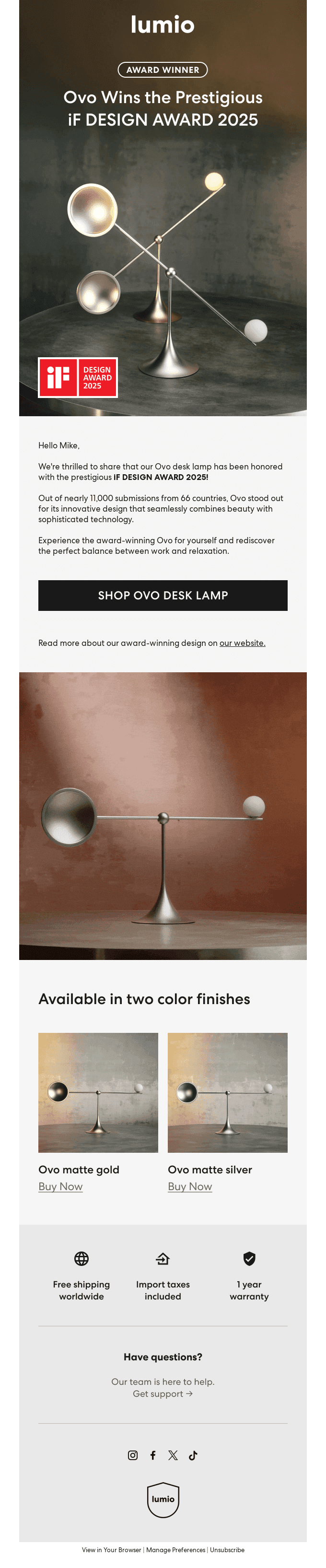 Ovo Wins the Prestigious iF DESIGN AWARD 2025