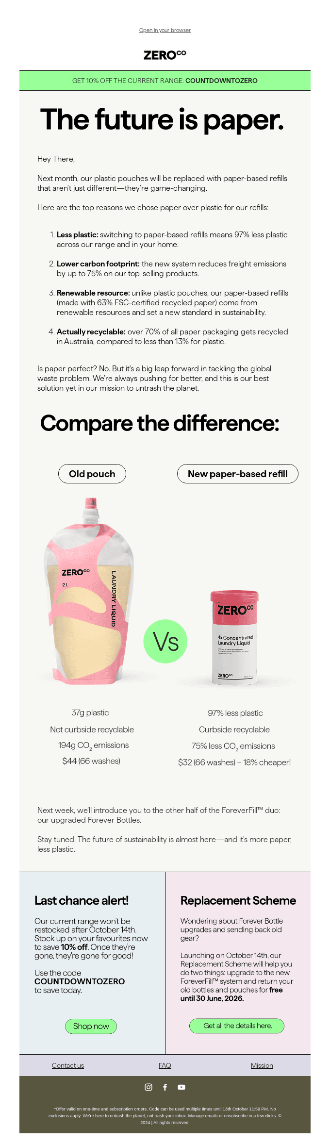 Paper or plastic refills? We chose paper.
