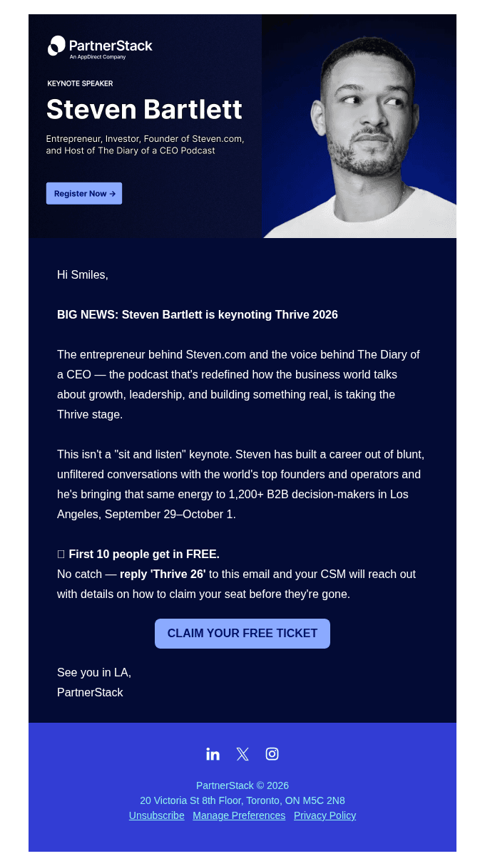 Steven Bartlett is speaking at Thrive