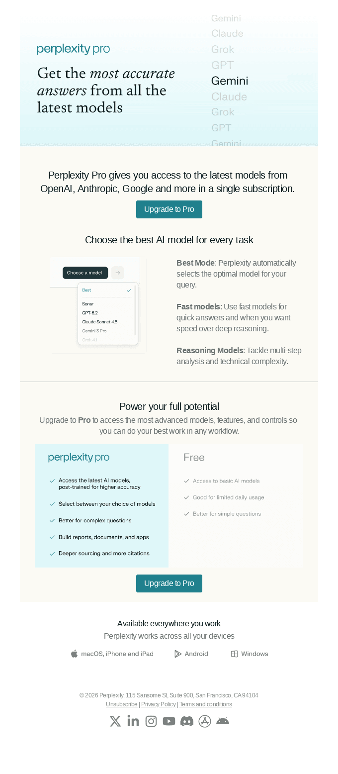 Select your default AI model (from OpenAI, Anthropic, Google, and more)