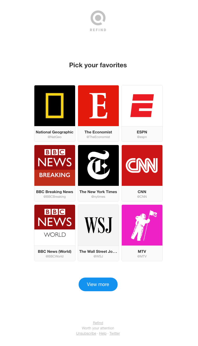 Pick your favorites: National Geographic, BBC Breaking News, and BBC News (World)