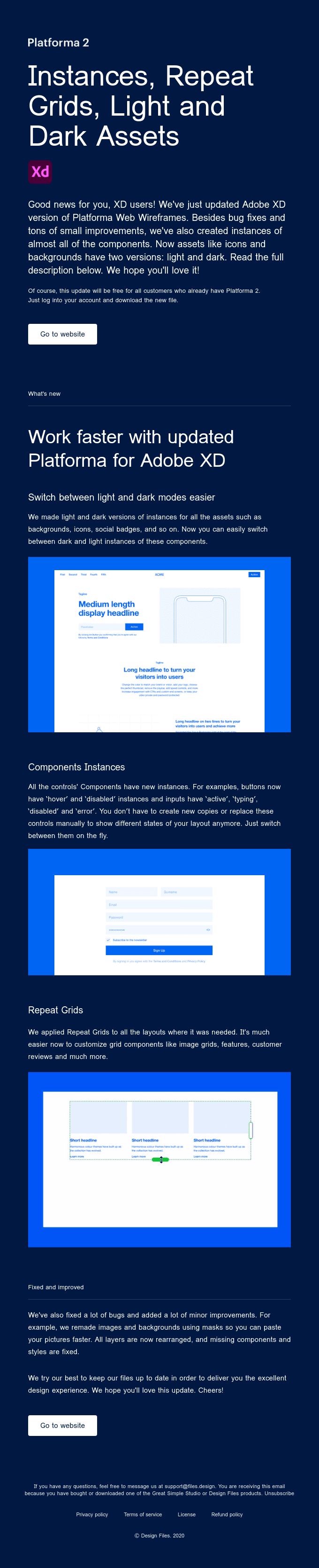 Platforma for Adobe XD: Instances, Repeat Grids, Light and Dark Assets