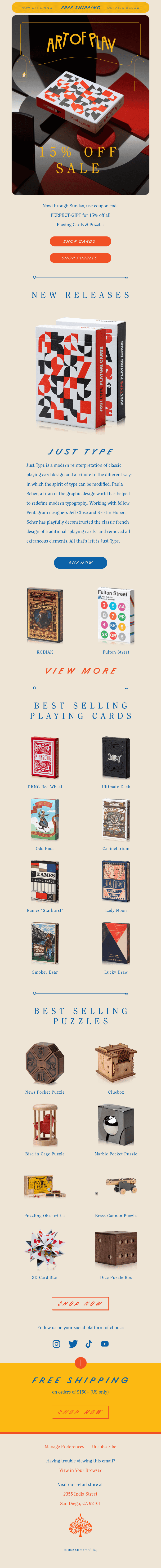 Playing Cards & Puzzles. 15% off. This weekend!